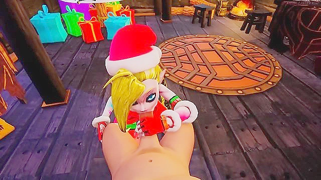 Jinx Delights with Festive Pleasure in Christmas-Themed League of Legends Scene