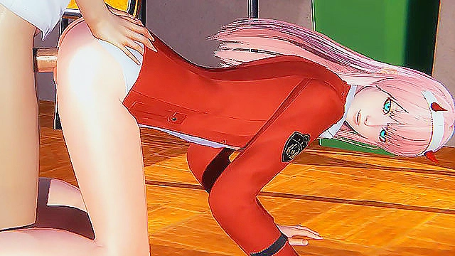 Zero Two Offers Pleasure with 3D Anal Bliss in School from DARLING in the FRANXX