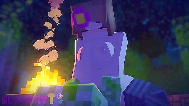 Jenny Finds Pleasure with Creeper in Blocky Bliss from Minecraft
