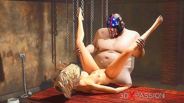 Muscular Man Dominates Sexy Blonde Slave in Intense 3D Dungeon Scene
