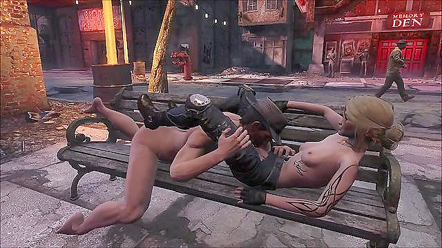 Petite Fallout 4 Girls 18+ Finds Pleasure on Public Park Bench