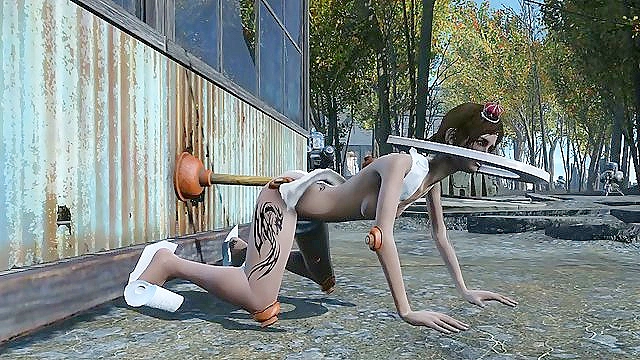 Bathroom Girls 18+ Plunges Pleasure Before Mutant Pounds Her Hard in FalloutScene