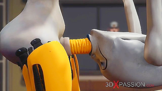 Futa Sex Robot Pleasures Female Alien in Sci-Fi Lab Encounter