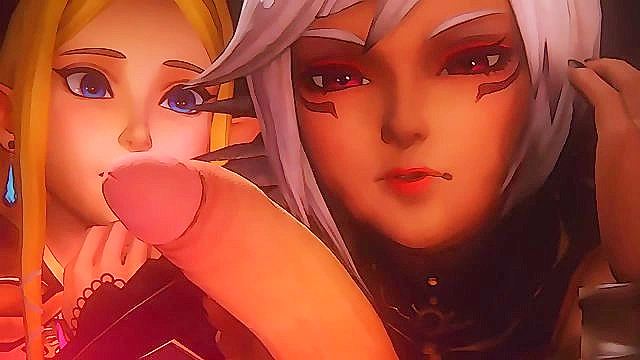 Zelda and Hot Elf Babe Battle for Link’s Affection in Steamy Royal Encounter