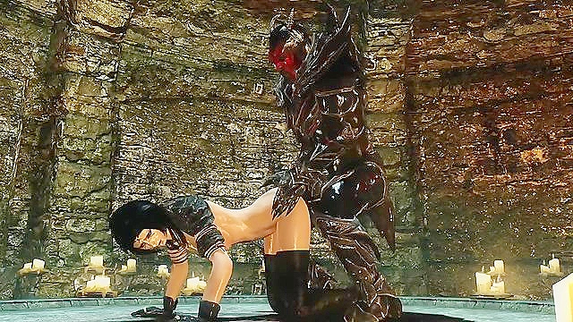 Muscular Demon Satisfies Skyrim Witch Babe with Passionate Black Cock Action