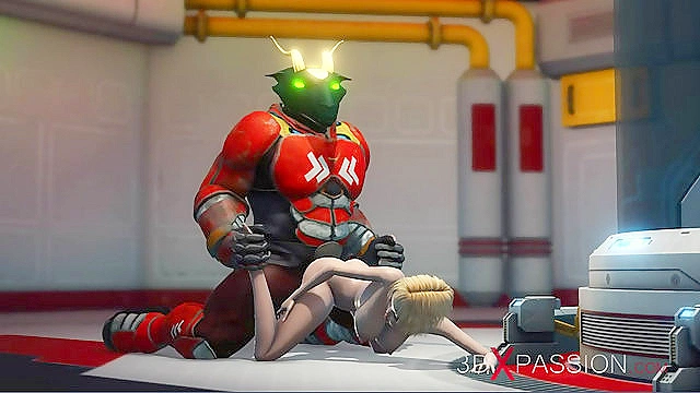 Young 18+ Curvy Blonde Finds Pleasure with Alien Monster’s Massive Cock