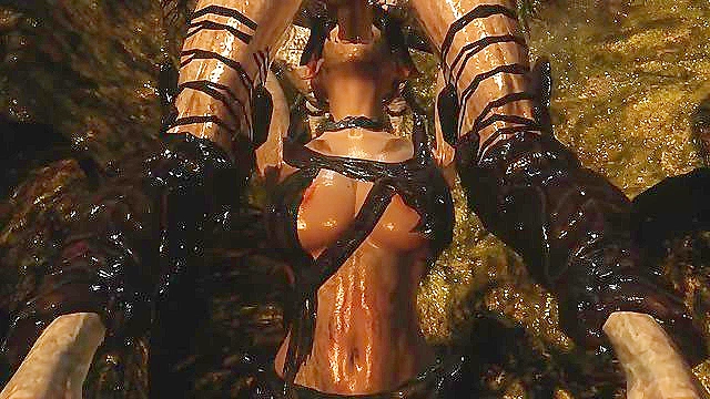 Demoness Pleasures Scary Orc Monster with Seductive Blowjob and Wild Sex