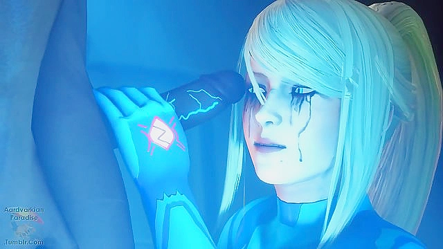 Samus Aran Seduces with Deepthroat Expertise in Phazon Experiment Scene