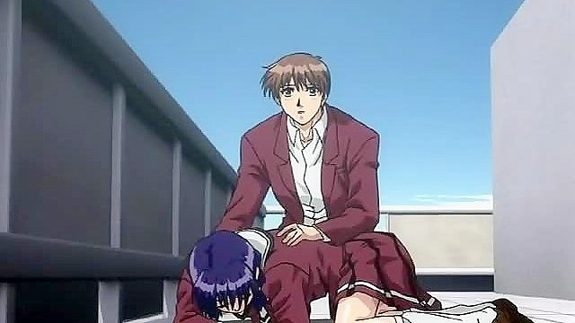 Gets Her Sweet Ass Pounded on School Roof While Student Watches