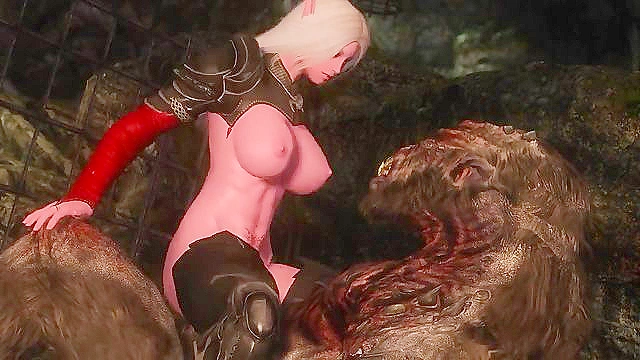 Red Elf Tempts Beast with Seductive Footjob, Then Invites Massive Cock Pleasure