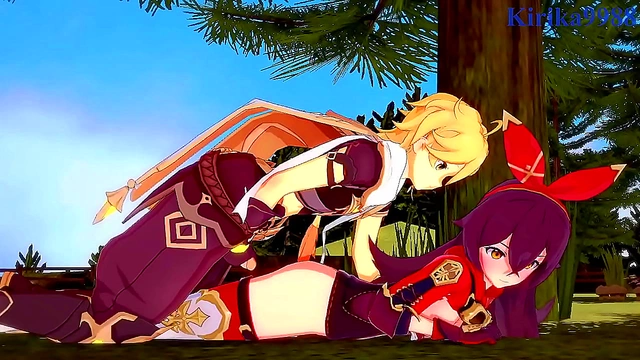 Amber, Amy, and Aether Engage in Steamy 3D Hentai Adventure from Genshin Impact