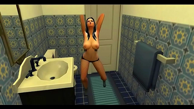 Nazela Mortiz Tempts with Nipple Pasties in Steamy Bathroom 3D Hentai Adventure