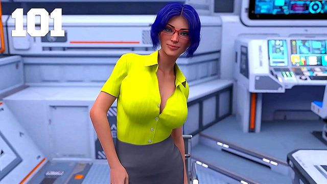 Buxom Blue-Haired Milf Seeks Excitement in Cosmic Hentai Journey