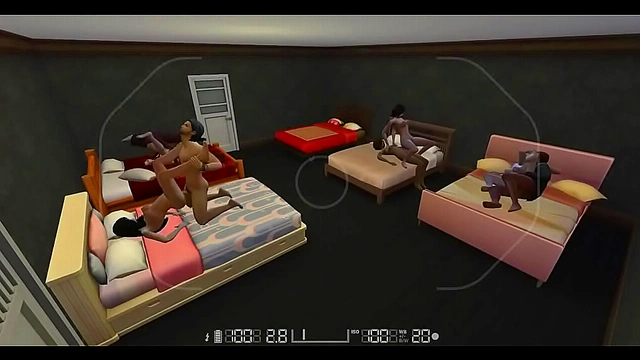Security Cam Captures Heated 3D Hentai Yuri Orgy Action