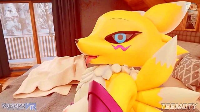 Renamon Takes On Futanari's Massive Cock in Immersive VR Adventure