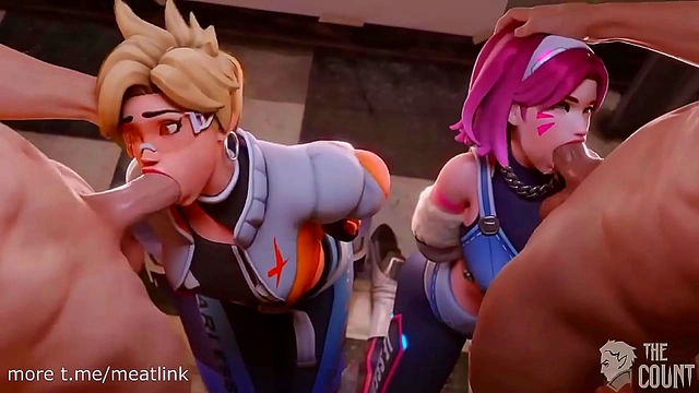 D.Va & Tracer Share Pleasure with Intense Facial Sessions in Overwatch Hentai