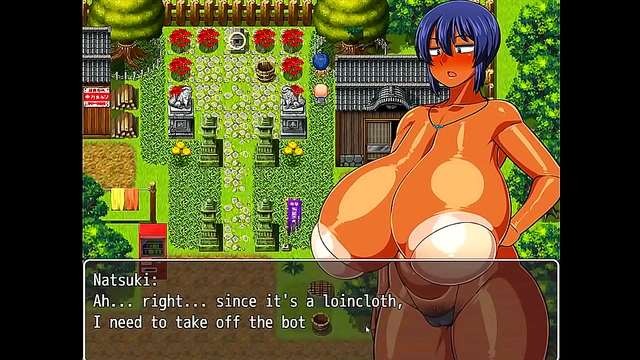 Village Chief Watches Seductively as busty Natsuki Changes in Public