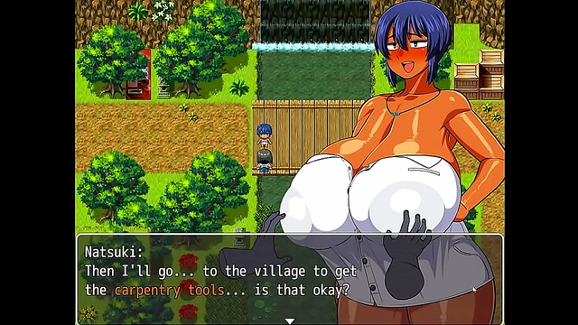 Carpenter Pleases Busty Natsuki with Sensual Massage in Erotic Anime Scene