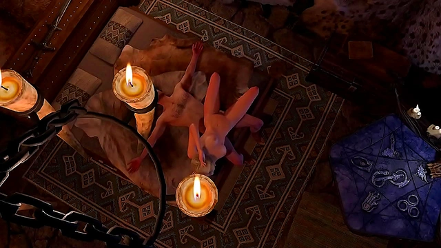 Blonde beauty rides cock sideways in sultry 3D Skyrim Porn parody scene