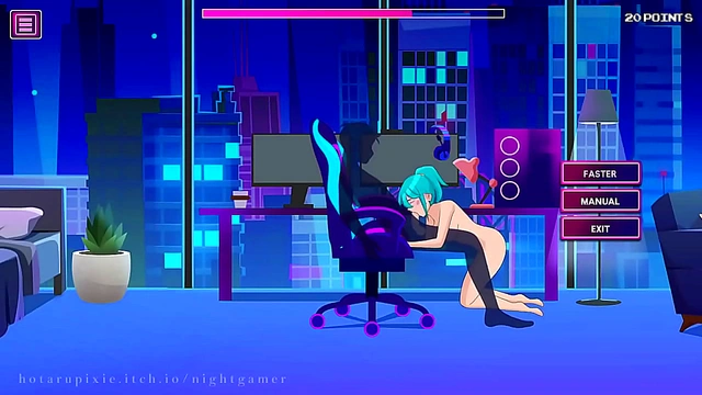 Cute Anime Nightgamer Strips Down for Steamy Erotic Adventures
