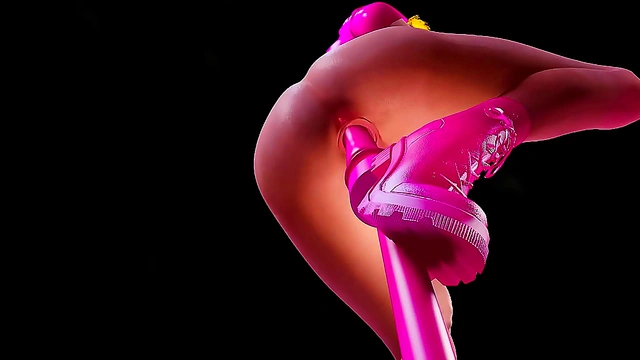 Busty Anime Goddess Enjoys Ecstatic Pleasure with Massive Neon Dildo