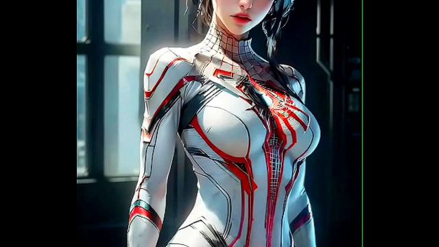 Futuristic SpiderGirls 18+ Dazzles in Tight Suit, Showcasing AI-Enhanced Beauty
