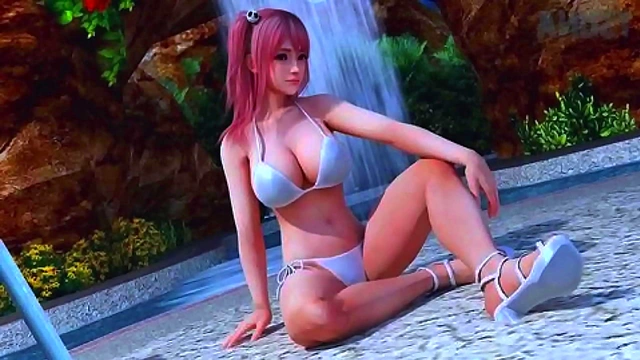 Busty 3D hentai babe seduces with bikini fetish foot play scenes compilation