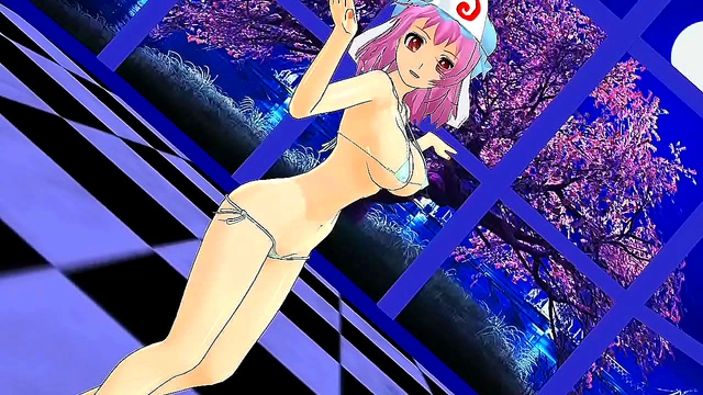 Yuyuko Saigyouji Tempts with Her Generous Curves in Sensual MMD Animation