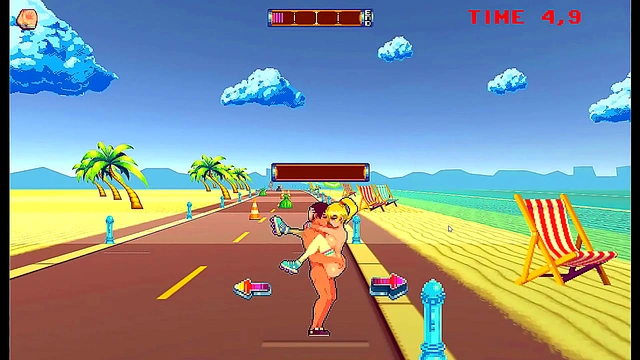 Busty Roller Babe Enjoys Public Creampie and Hot 69 at the Beach in AnimePornGame