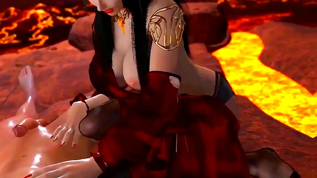 Busty Medusa Queen Seduces Man at Volcanic Lair for Explosive 3D Hentai Orgasm