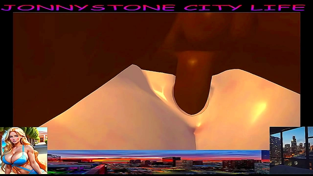 Blonde Anime Beauty Enjoys Steamy BBC Action in Vibrant 3D Cityscape