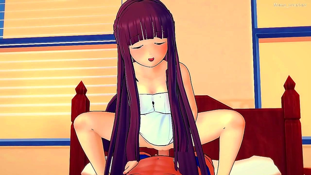 Fern Tempts with a Towel for Steamy Uncensored Hentai Pleasure