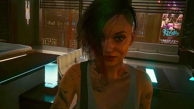 Goth Judy Alvarez Receives Mind-Blowing Oral Pleasure in Vibrant Cyberpunk 2077 Scene