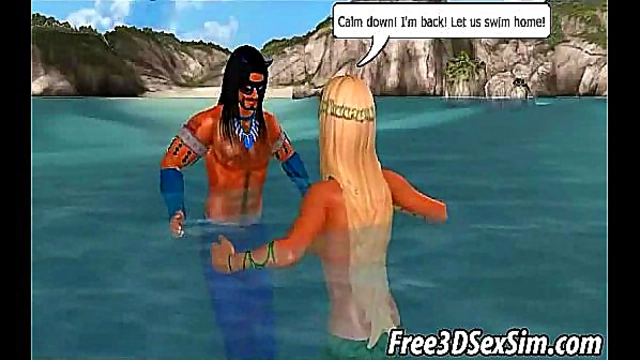 Blonde Mermaid Satisfies Desires with Intense Pleasure on a Boat in 3D FantasyAnime