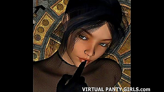Virtual French Maid Tempts with Seductive Lingerie and Busty Blowjob Fantasy