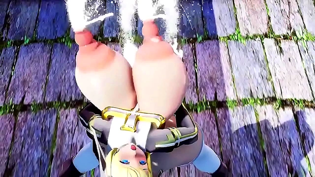 Seductive Big-Bosomed Anime Nun Dances erotically while Milking Cock