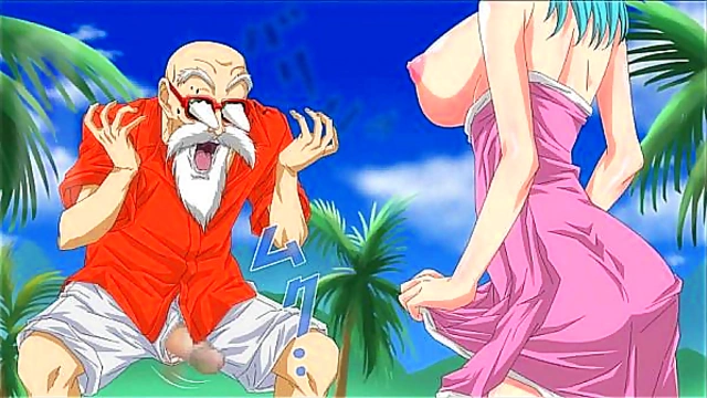 Bulma Pleases Master Kame with Sensual Ball Play in Dragon Hentai Scene