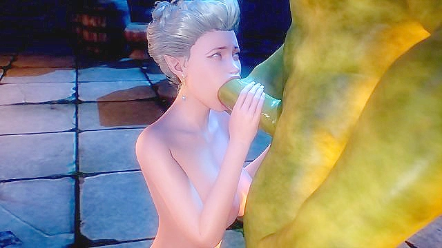 Muscular Orc Pleases Elf Princess with Passionate Pleasure in 3D Fantasy Scene
