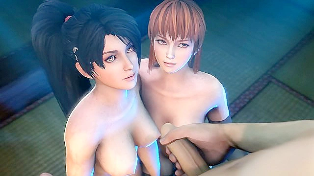 Yoshiwara Rose – Two Seductive Hookers Pleasure an Elderly Man in Vibrant 3D Animation