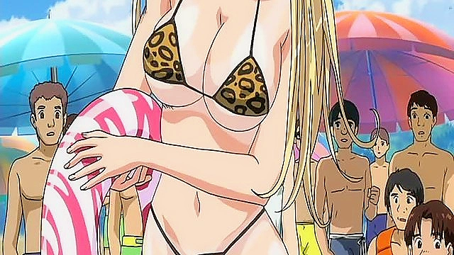 Blonde Busty Anime Girls 18+ Indulges in Steamy Public Beach Sex