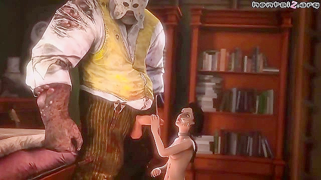 Elizabeth Tempts Monster with Seductive Blowjob and Wild Hardcore Fuck in BioShock