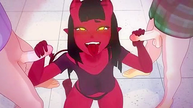 Meru the Succubus Tempts Virgin Nerds in Chess Club with Fiery Pleasure