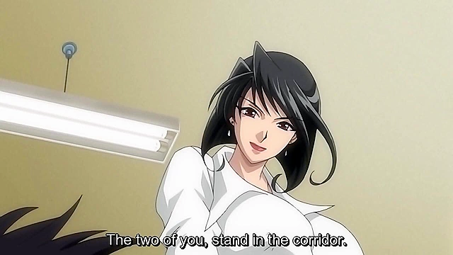 Two Students Seduce Busty Teacher Mid-Masturbation in Steamy Classroom Scene