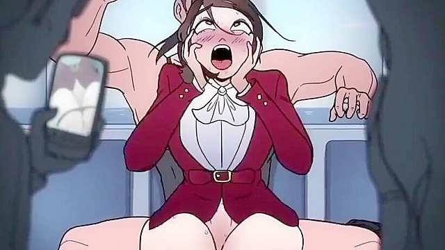 Ebony and White Girls 18+  Engage in Steamy Public Threesome Animation on Train