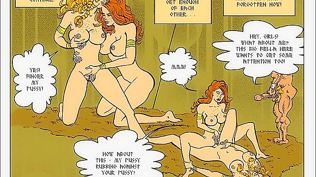 Redhead and Blonde Comic Book Heroes Explore Steamy Lesbian Desires