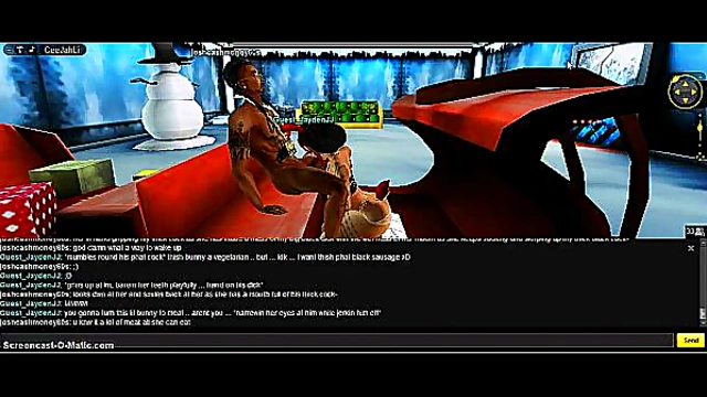 Seductive 3D Anime Babe Delivers Passionate Christmas blowjob in IMVU Game