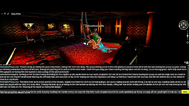 Intimate Purple Bedroom DP Fantasy with Seductive IMVU-Style Anime Chick