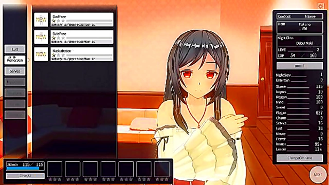Virgin Anime Maid Tempts Master with Curves on First Night Shift