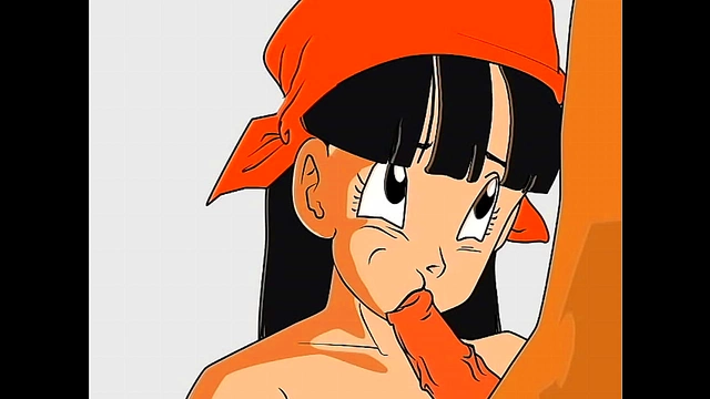 Pan from Dragon Ball Z Delivers Seductive Hentai blowjob with Sultry Moans