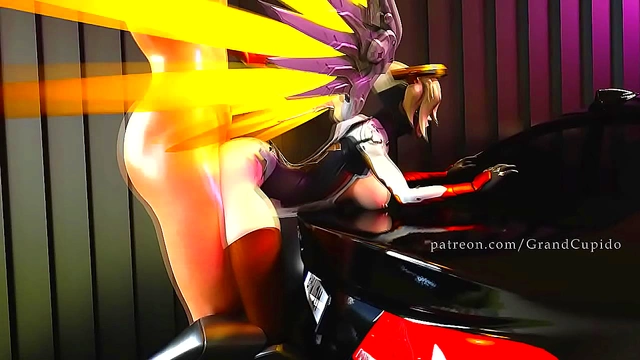 Hentai Mercy Enjoys Intense VR Action in Public Car Scene